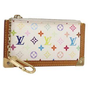LOUIS VUITTON Multicolor Pochette Cles Coin Purse White M92655 LV Auth 145789